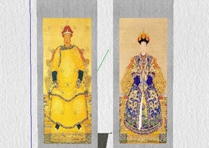 中国风古典挂画SU(草图大师)模型