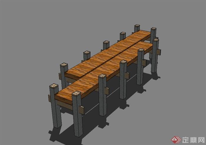 小木园桥设计su模型(2)