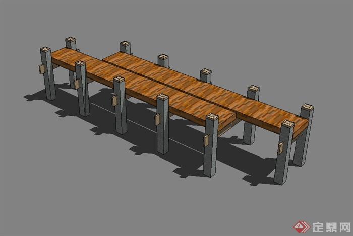 小木园桥设计su模型(3)