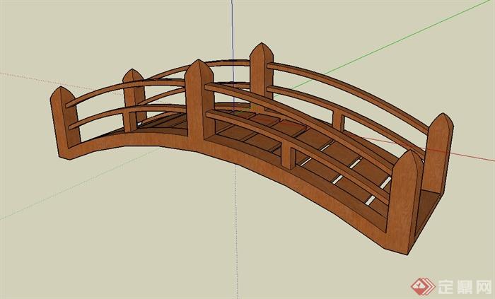 某现代风格木质拱桥设计su模型(1)