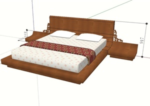 现代中式床榻精致设计SU(草图大师)模型
