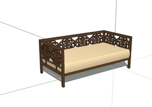 某现代中式床榻设计SU(草图大师)模型