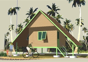 现代风格架空住宅小屋设计SU(草图大师)模型