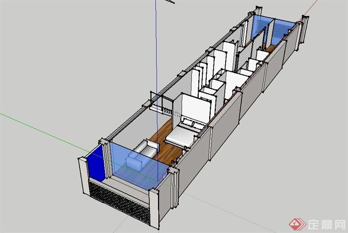 某现代简单的马赛公寓单元住宅室内设计su模型(3)