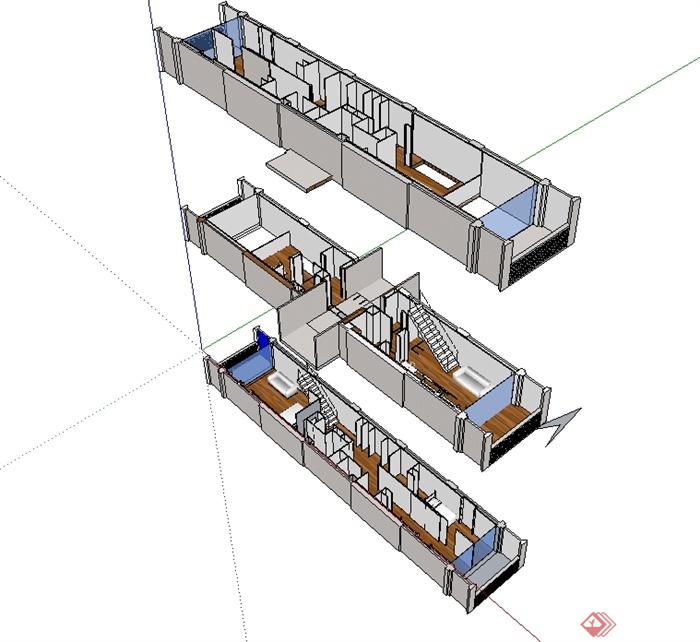 某现代简单的马赛公寓单元住宅室内设计su模型(2)