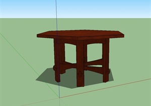 现代风格详细的木桌子设计SU(草图大师)模型