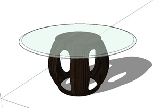 现代风格精致的玻璃桌子设计SU(草图大师)模型