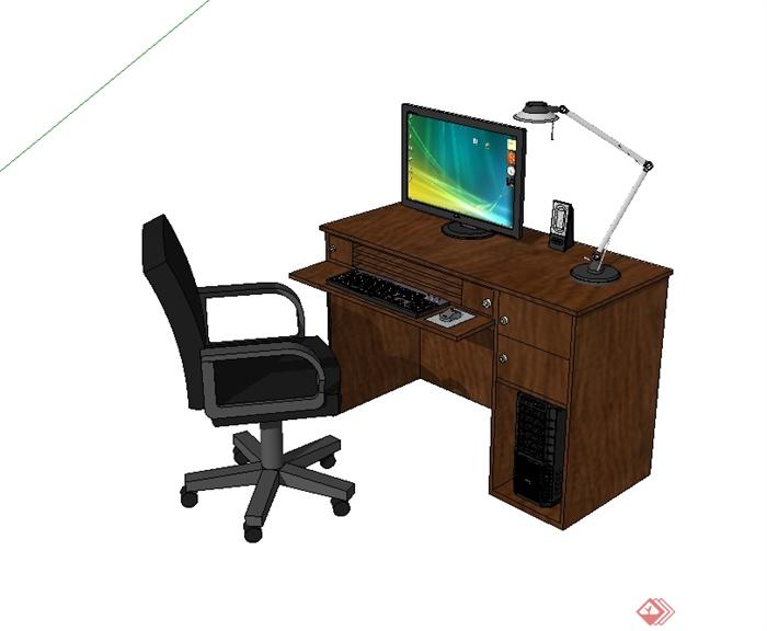 现代风格电脑桌子椅子设计SU模型(1)