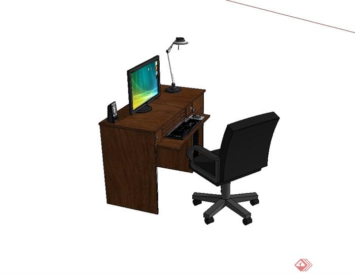 现代风格电脑桌子椅子设计SU模型(2)