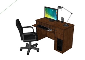 现代风格电脑桌子椅子设计SU(草图大师)模型