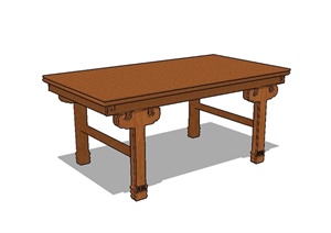 现代中式风格全木质桌子设计SU(草图大师)模型