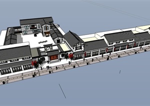 新中式沿街商业多层建筑楼设计SU(草图大师)模型