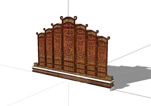古典中式风格精致的屏风隔断设计SU(草图大师)模型