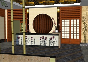 日式餐厅精模详细设计SU(草图大师)模型
