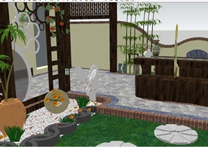 日式庭院花园景观设计方案SU(草图大师)模型
