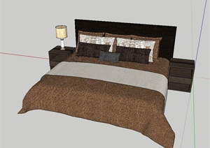 现代风格详细的卧室床榻设计SU(草图大师)模型