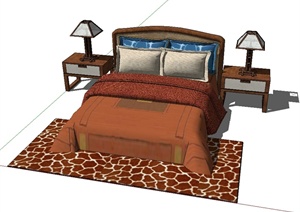 现代风格完整详细的床榻设计SU(草图大师)模型