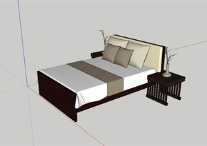 现代风格次卧床设计SU(草图大师)模型