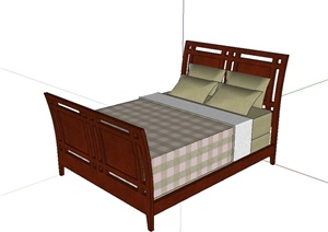 某现代中式风格精致的床榻设计SU(草图大师)模型