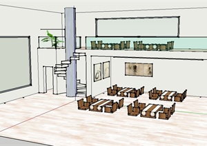 日式餐厅空间设计SU(草图大师)模型