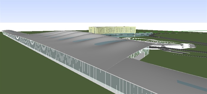 现代高铁站建筑方案Su精致设计模型(4)