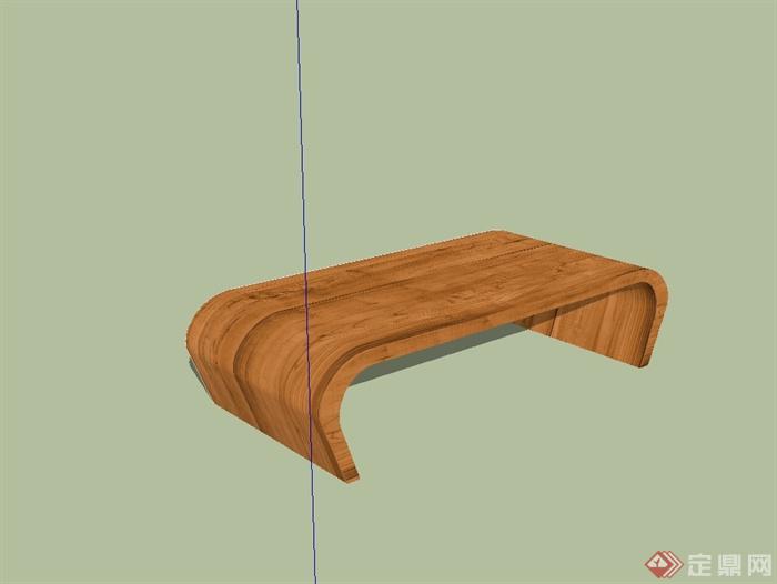现代风格全木质的茶几桌子设计su模型(2)
