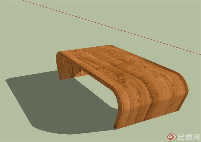 现代风格全木质的茶几桌子设计su模型(3)