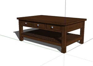 现代风格详细精致的木桌子设计SU(草图大师)模型