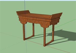 现代中式风格木质案台桌子设计SU(草图大师)模型