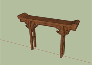 古典中式风格详细木质桌子设计SU(草图大师)模型