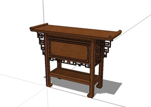 古典中式风格详细案台桌子设计SU(草图大师)模型