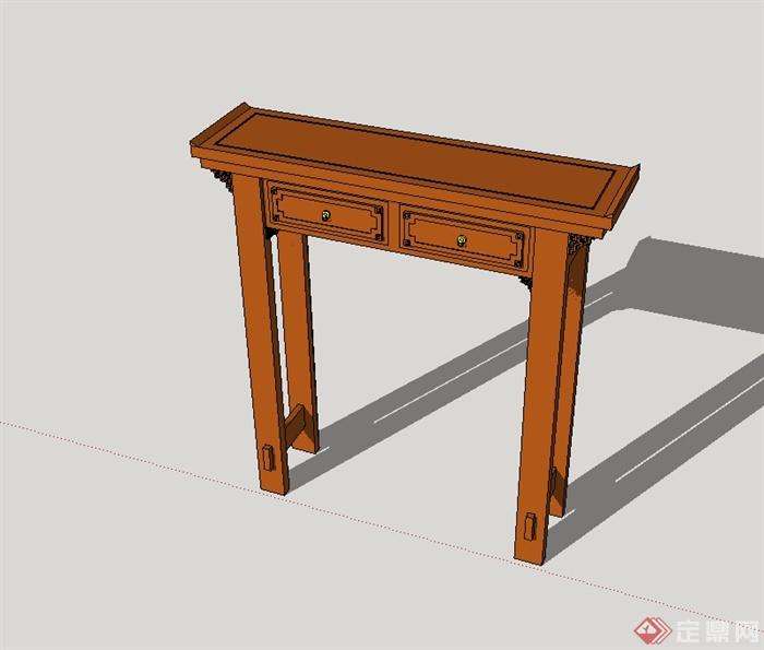 现代中式风格独特造型的案台桌子设计su模型(1)