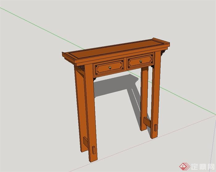 现代中式风格独特造型的案台桌子设计su模型(2)