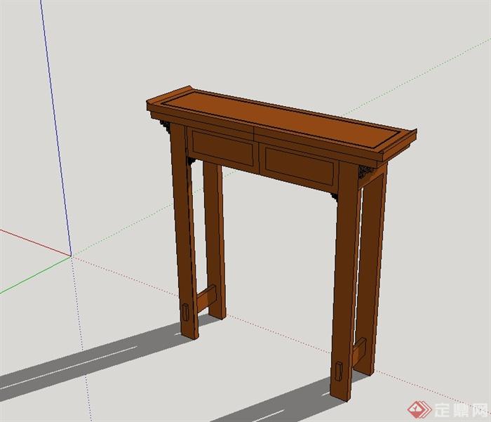 现代中式风格独特造型的案台桌子设计su模型(3)