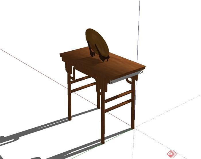 现代中式风格案台置物桌设计su模型(3)