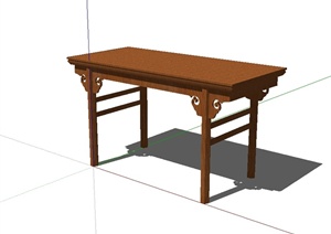 现代中式风格木质桌子设计SU(草图大师)模型