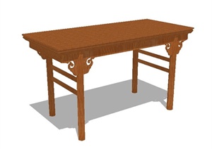 中式木质桌子素材SU(草图大师)模型