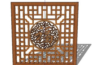 中式木花窗设计SU(草图大师)模型