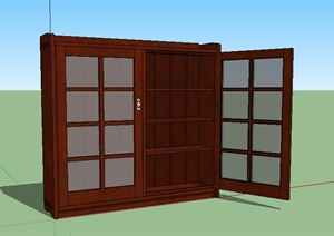 中式木质储物柜素材设计SU(草图大师)模型