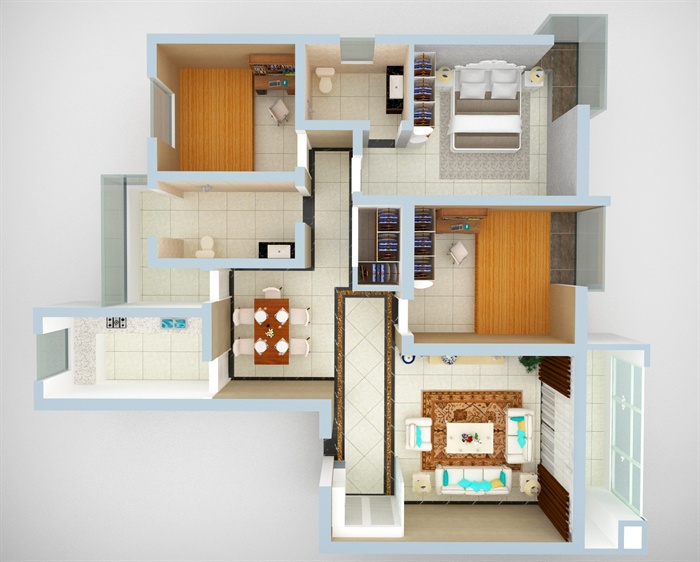 现代简约风格详细室内住宅空间设计su模型cad方案及效果图