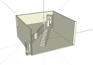 某现代风格住宅空间楼梯设计SU(草图大师)模型