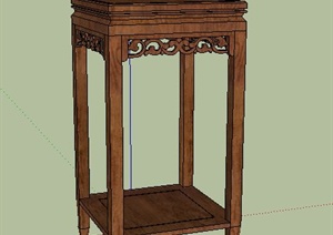 中式风格木质高脚凳SU(草图大师)模型