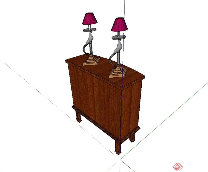现代风格详细室内木柜子设计su模型(2)