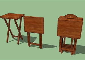 折叠式小木桌SU(草图大师)模型