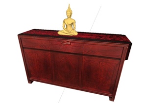 现代风格详细红色木柜子设计SU(草图大师)模型