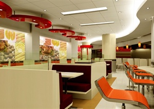 现代风格详细KFC餐饮空间设计cad施工图（含效果）