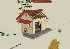 日式小茶馆单层建筑设计SU(草图大师)模型