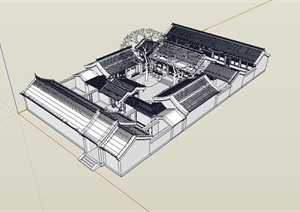 古典中式风格详细的四合院建筑设计SU(草图大师)模型