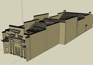 古典中式风格详细的住宅建筑设计SU(草图大师)模型