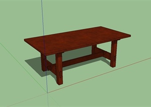 某现代风格详细的木桌子SU(草图大师)模型